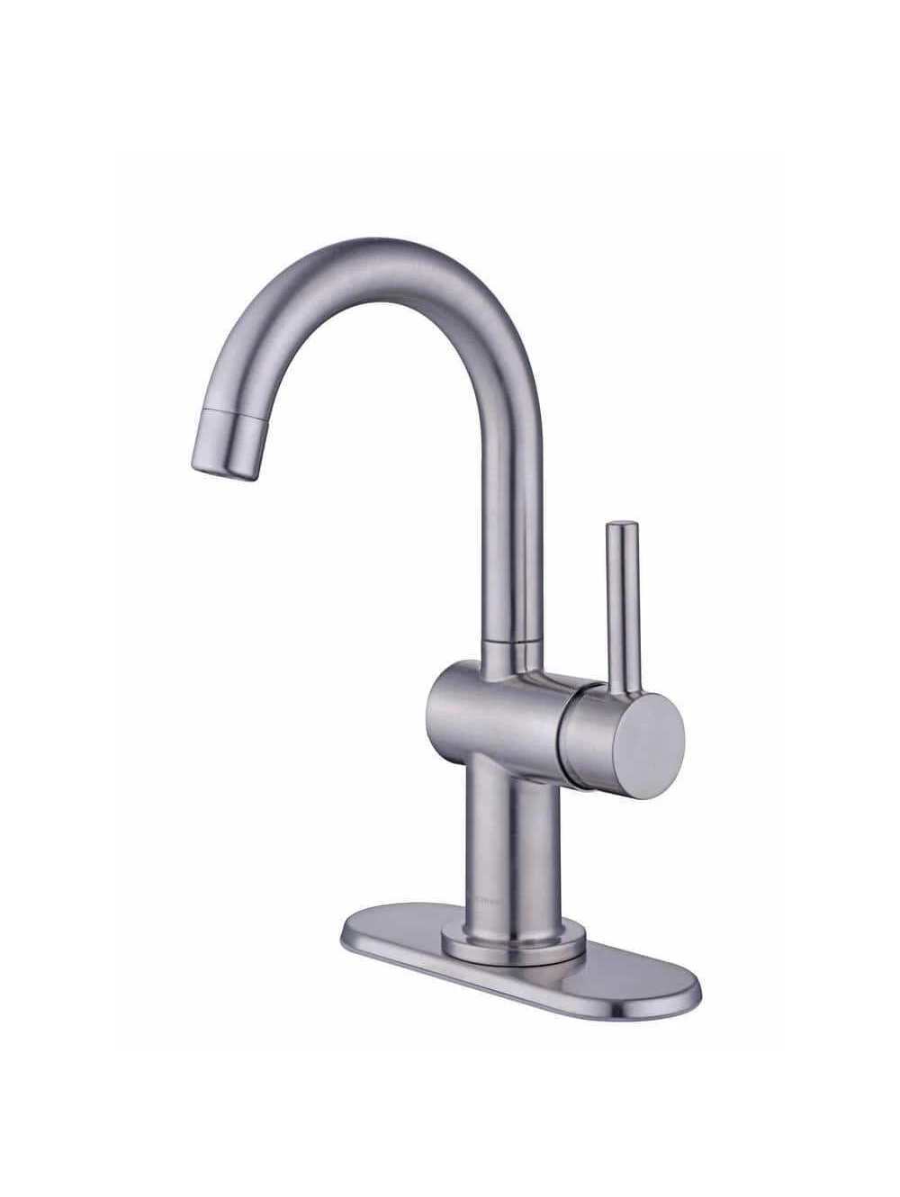 Glacier Bay Dorind Single Hole 1-Handle High-Arc Bathroom Faucet Brushed Nickel